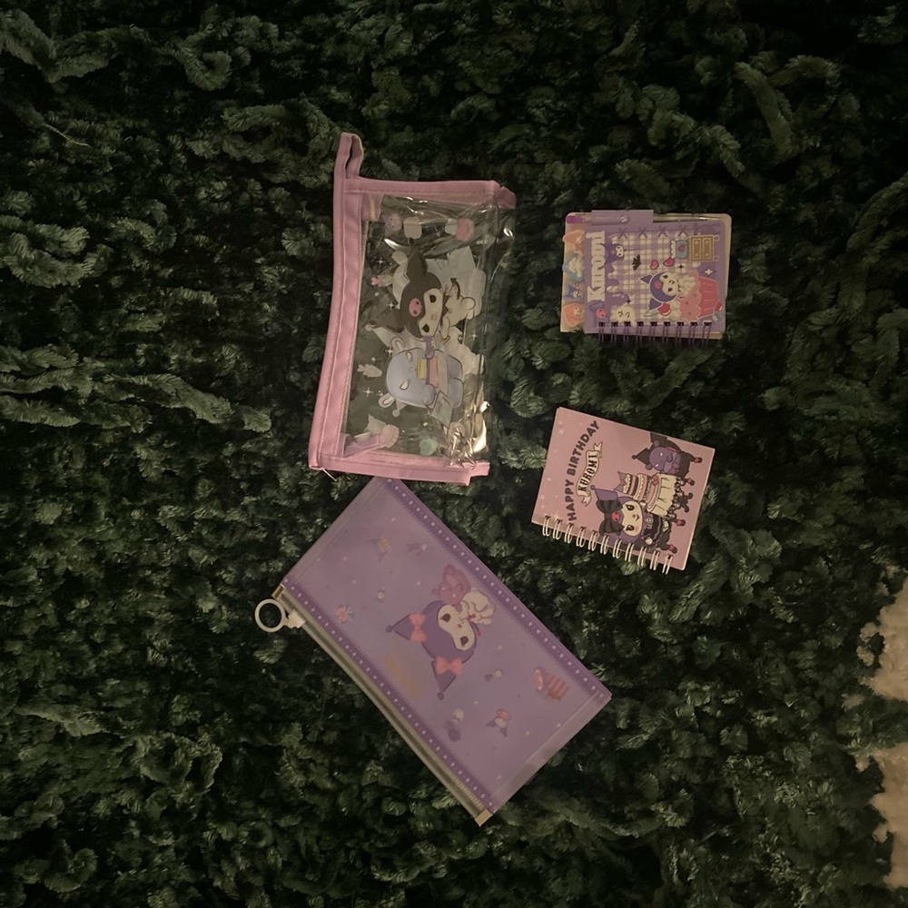 Kuromi Transparent make up bag, receipt/money bag 2 mini notebooks